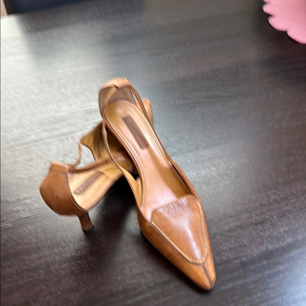 Elegant Tan Leather Women's Shoes